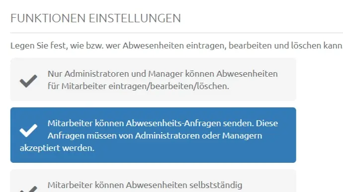 Abwesenheits-Verwaltung. Was k&ouml;nen Mitarbeiter machen ?
