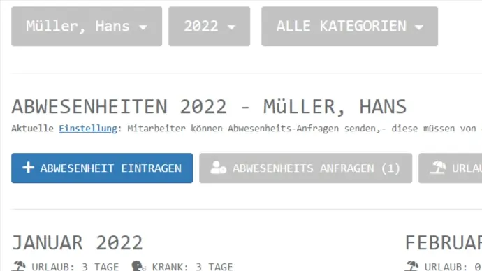 Urlaubsplanung und Krankheiten-Verwaltung