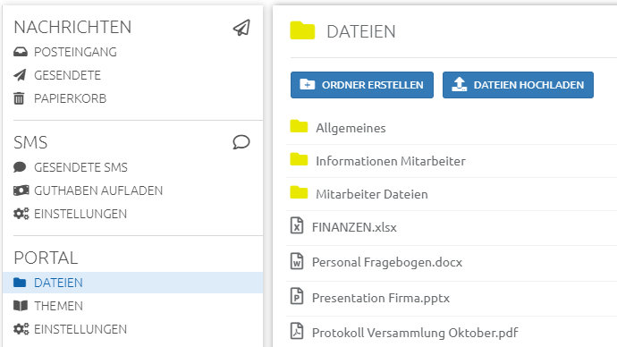 E-Mail und SMS Versand an Mitarbeiter